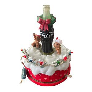 Vintage Enesco Light Up Coca Cola Holiday Musical Figurine 1991